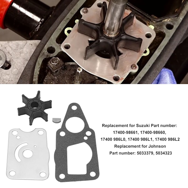 Vandpumpe Impeller Reparationskit 17400‑98661 til Johnson Evinrude Udenbordsmotor 4 5 6 HK 4-takts