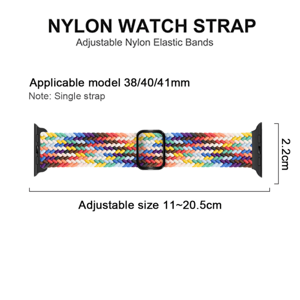 Justerbar nylon iwatch-rem (38/40/41 mm, officiell färgglad)
