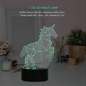 4.5V USB 3D Illusion Visuel Hest Natlampe 7 Farver Touch Skrivebordslampe (Sort Base)