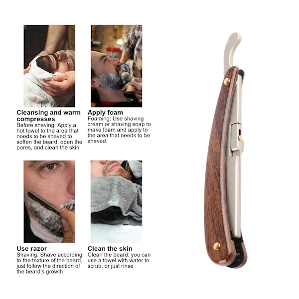Rett barberhøvel i plast og sinklegering - Solid, holdbar, sikker, sklisikker, strømlinjeformet, lett, for hjemmebruk og frisørsalong