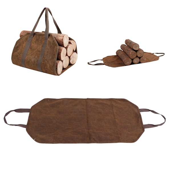 Thickened Log Bag Canvas Portable Large Capacity Firewood Tote Bag for Carrying Wood