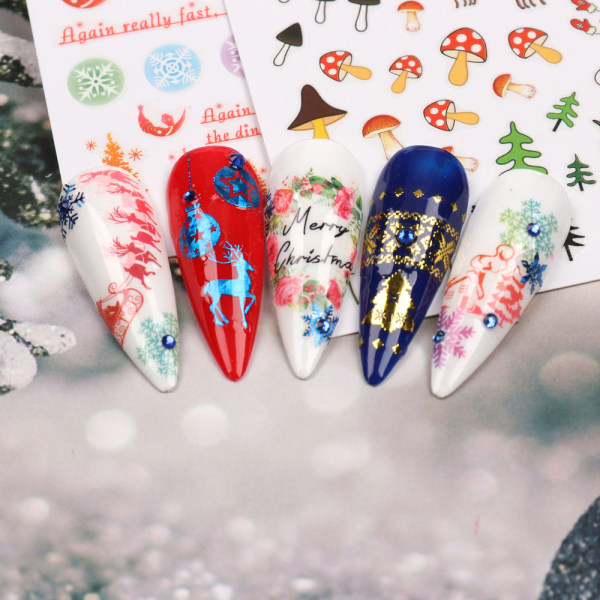 Nail Stickers Decals Christmas Snowflake Nail Art 3D Decals