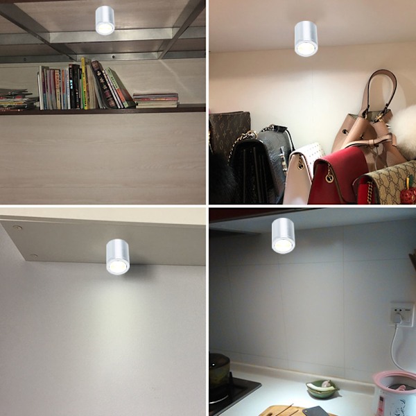 12V 1W 100-240V LED Spotlight för Skåp/Smycken/Display/Museum (UK 4000K naturligt vit)