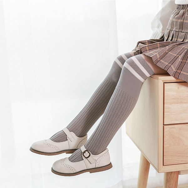 Baby Flick Tights Kammad Bomull Mjuk Håll Värmen Barnstrumpbyxor för Höst Vinter Daglig Skola L