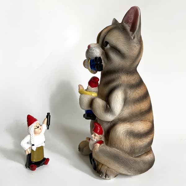 Rampete kattehagegnomstatuefigur - Beste kunstdekor for