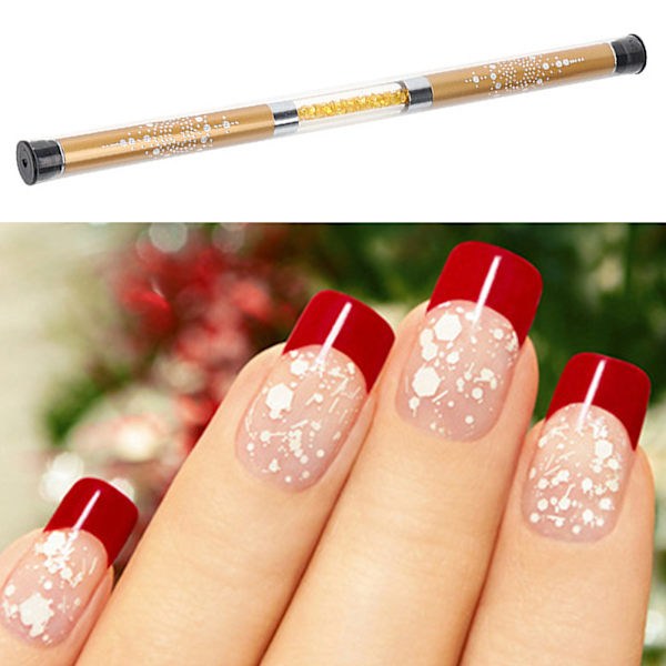 Double Headed Magnetic Nail Art Liner Brush Carving Painting Pen Nail Beauty Tool (Gold)