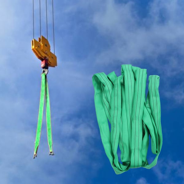 Lyftlyftband 4M 2T Grön Förstärkt Dubbelögla Polyester Flexibel Riggning Lyftband för Kran Hiss