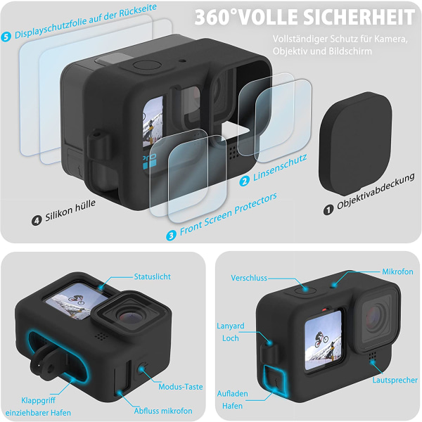 Go Pro Hero 11/10/9 Sort Beskyttende Etui i Silikonegummi