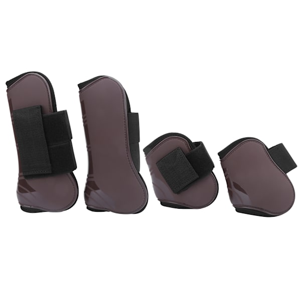 1 Set Häst Senor Skydd PU Elastisk Tjock Justerbar Häst Ben Skydd med Nylon Haken Brun XL