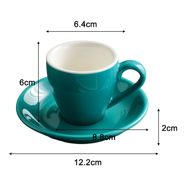 Porslinsespresso-kopp med fat, Espresso-kopp, 80ml/2.7Oz Blue
