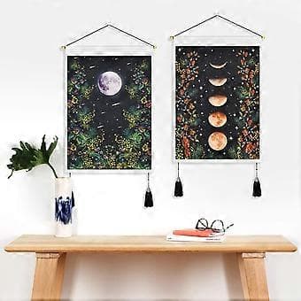 Moonlight Garden Tapestry Blomranka Växt Gobeläng för Sovrum Vardagsrum 35 x 50 cm 2-pack
