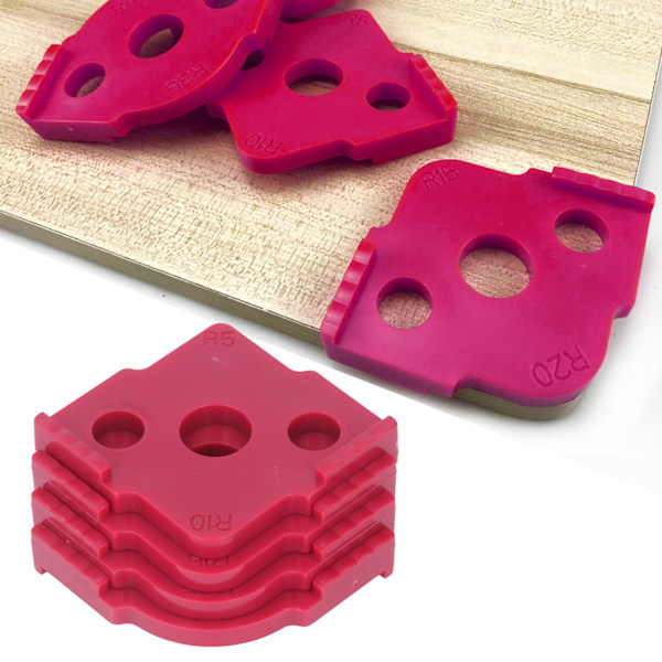 4 Pcs Radius Jig Router Template ABS Wear Resistant Woodworking Corner Radius Jig Half Rounded Corner Positioner Red