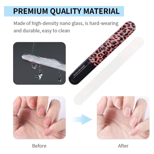3-pack kristallglas nagelfil med case, nagelglansbuffertar