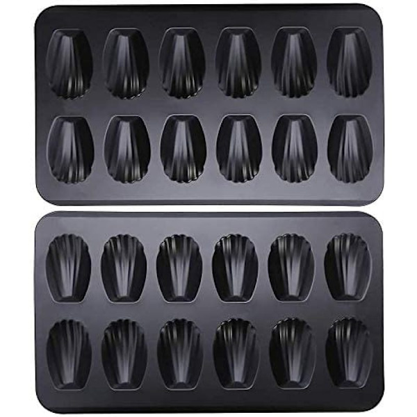 2 pakker non-stick bageforme, 12-kops kraftige skalformede bageforme.