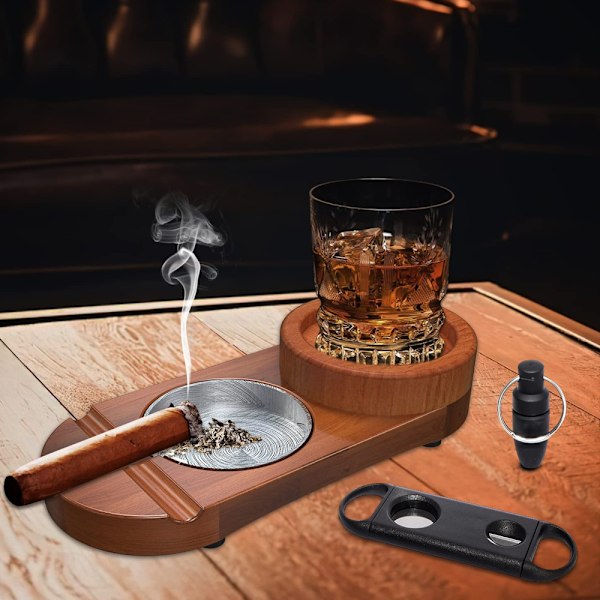 Roterande Cigarrtillbehör: Elegant trädekor med multifunktionell design, brett användningsområde för uteplats, resor eller