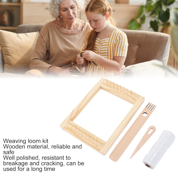 Vävram Kit DIY Hantverk Rektangel Trä Multi Craft Vävram med Nålar Tråd för Vävälskare