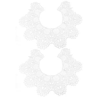 2 st Broderad Spets Halsringning Krage Ripple Applikation Spets Krage Dekor (Vit)