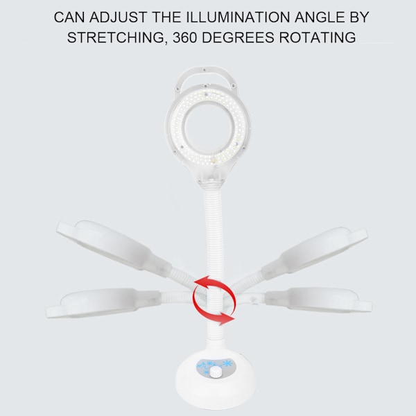LED Tattoo Gulvlampe Neglekunst Lampe Justerbar Grader Forstørrelsesglas Koldt Lys EU Stik 220V
