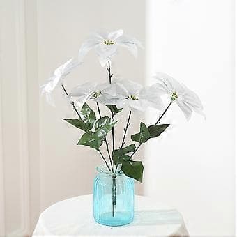 5 julesimuleringsblomster, julestjerne - hvid uden vase