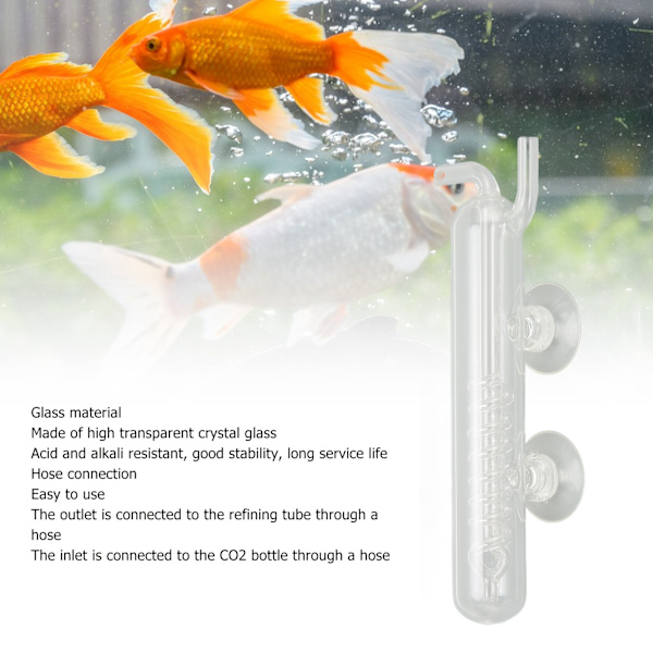 Koldioxidbubbelräknare Högtransparent Kristallglas CO2 Spiralbubbelräknare för Akvarium Fisktank