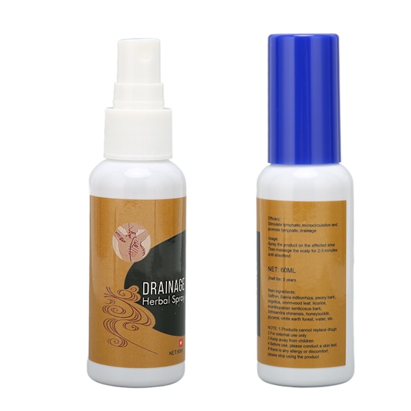 2 stk 60ml Bærbar Lymfedrenerende Spray Sterk Permeabilitet Lymfocinese Spray