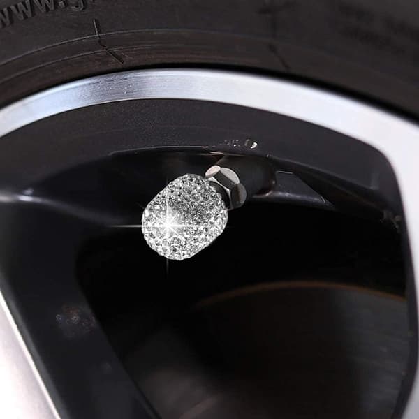 4-pakning Bling ventilhetter, glitrende hvite håndlagde krystall R