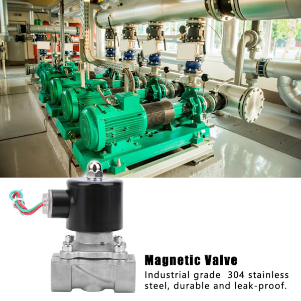 3/4 tommer Elektrisk Magnetventil 304 Rustfrit Stål Normalt Lukket Direkte Virkning til Luft Vand Olie DC12V