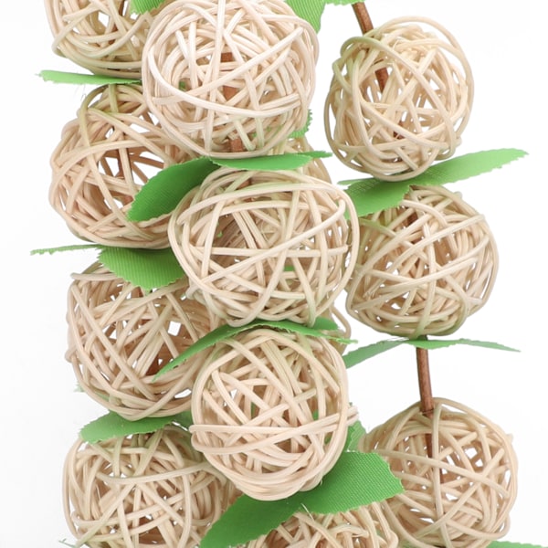 Pet Parrots Biting Toy Rattan Boll String med Löv Fågelgunga Tuggleksak Bur Dekoration Trä Färg Boll S