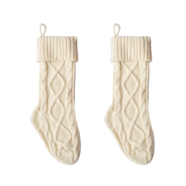 Julstrumpor, 2-pack kabelstickade stora strumpor, presenter och dekorationer Style 2