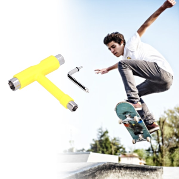 Skateverktøy Multifunksjonell Bærbar Skateboard TType Hex Nøkkelsett Festesystem Hardware Gul