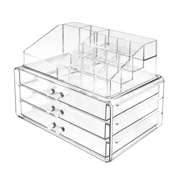 Klar Kosmetik Opbevaringsorganisator 3 Skuffer Stor Kapacitet Stabelbar Akryl Makeup Organiser til Badeværelse
