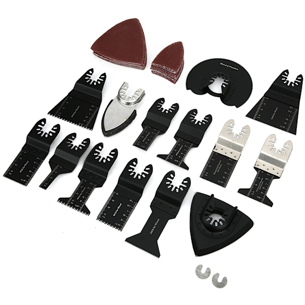 56PCs Set High Carbon Steel Saw Blades Woodworking Parts Wavy Sawtooth Black Multi&#8209;Function