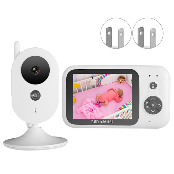3,2 tommer LCD 2,4G Trådløs Baby Videoovervågning 2-vejs Lyd Nattesyn Sikkerhedskamera 100-240V US Stik