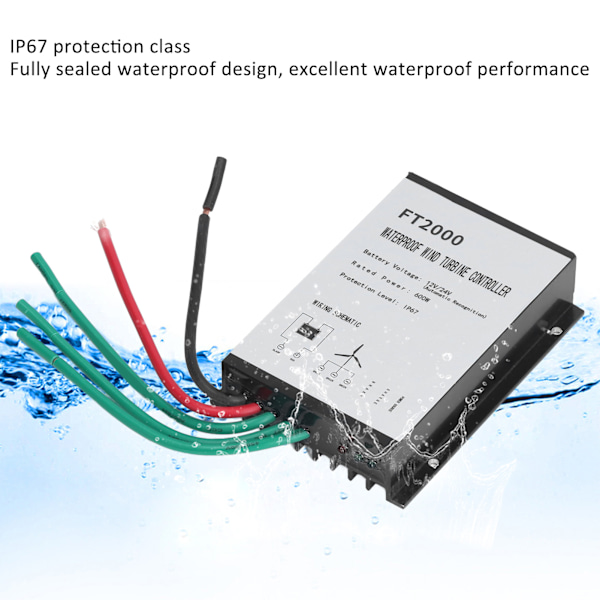 12V 24V 600W Tuuliturbiinin Latausohjain IP67 Vedenkestävä FT2000 Automaattinen Lataus Tuuliturbiinin Lataussäädin Kotiin