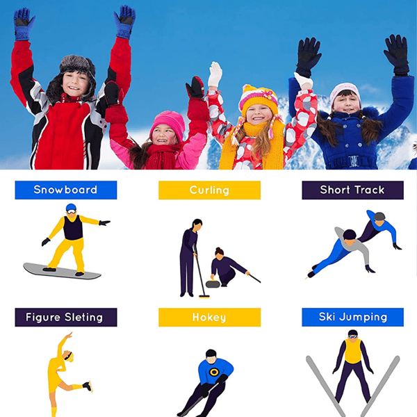 Vinter Skihandsker Sort Universal Fingerhandsker Håndmalet Monokrom Black
