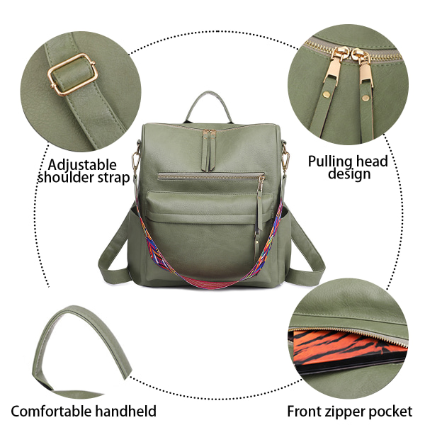 Laptop Ryggsäck Handväska för kvinnor Stort Designer PU Läder