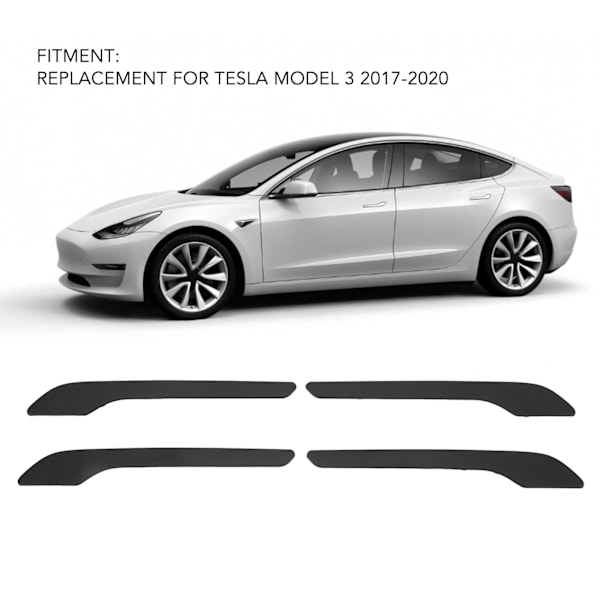 4 stk Dørhåndtak Deksel ABS Ytre Håndtak Dekorativ Beskyttelses Klistremerker Erstatning for Tesla Model 3 2017‑2020 Matt Svart