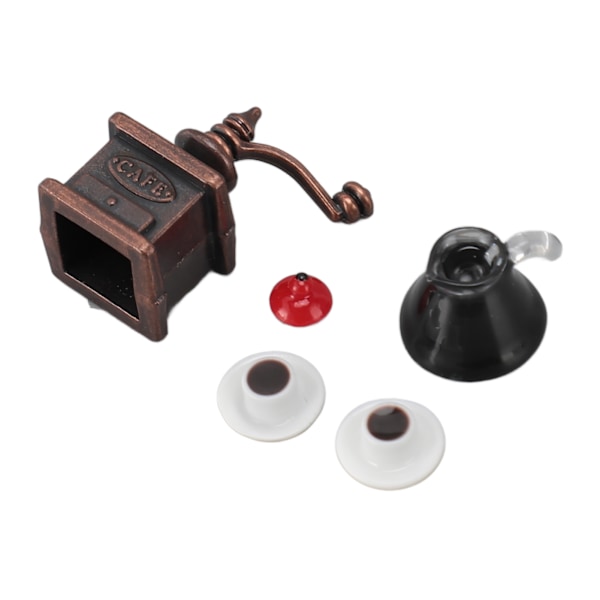 3 Set Dockhus Miniatyr Kaffebryggare 1:12 Kvarn Gryta Ornament Simuleringsmodell Leksaker