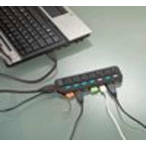 Resevänlig 7-Port USB 3.0 Hubb, Enkel Installation med Batterisparfunktion för Anslutning på Språng