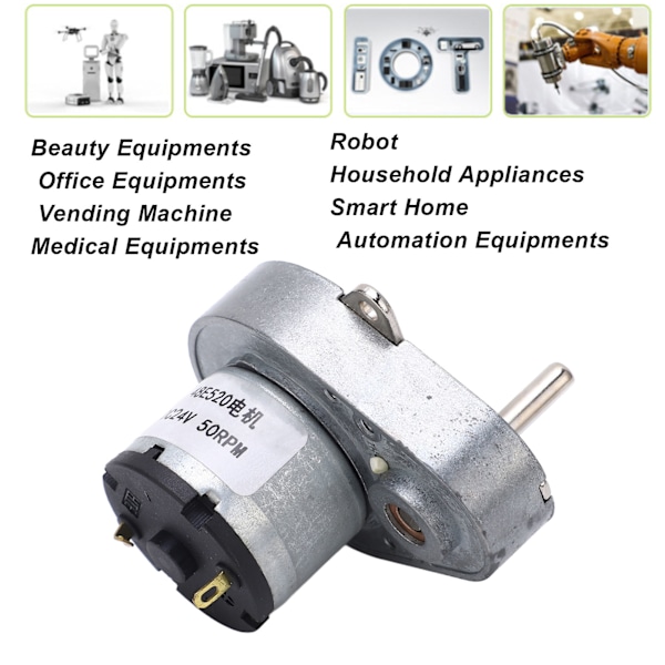 Gir Motor DC 24V 50RPM Hastighetsreduksjon Girkasse Motor Legering Stål for Robotutstyr