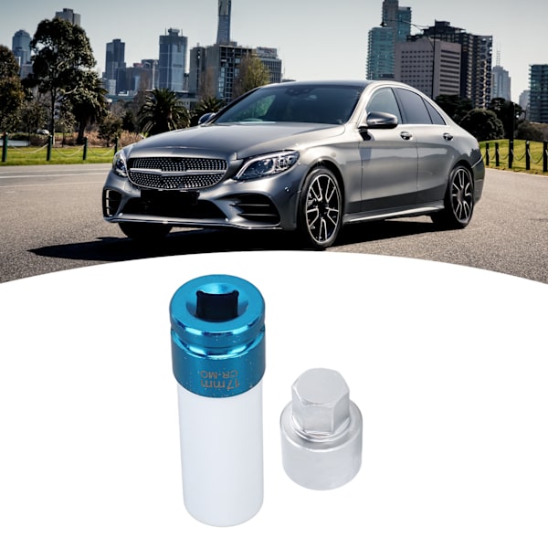 Hjulboltlåsemutter-nøkkel Krypteringsskrue Hjulmutterfjerning Nøkkelsokkelutskifting for Benz A‑Klasse B‑Klasse C‑Klasse GLK‑Klasse med 17mm hylse
