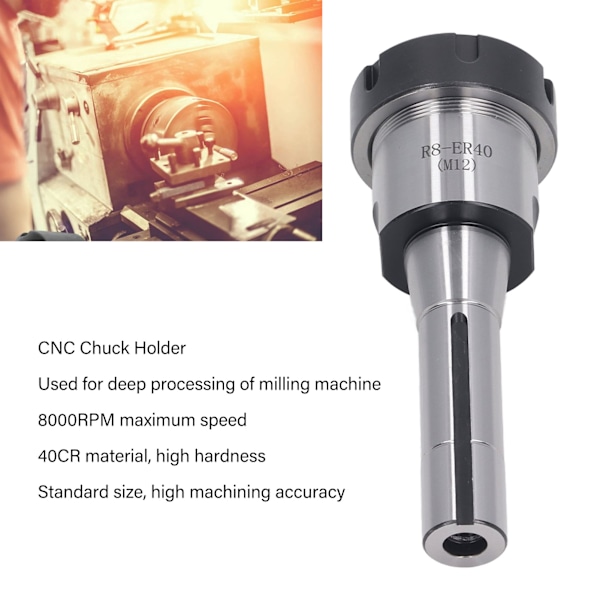 R8‑ER40 Trådchuck Verktøyholder Lahte Klemmeholder for CNC Fresing Boremaskin 8000RPM