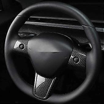Bil Interiörskydd för Tesla Model 3 Y 2017-2020 Kolfiber Ratt Skyddsram Patch