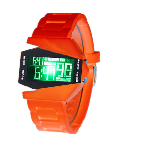 Digitalt Flygplansur Multifunktionell Unisex Färgrik LED Flygplansur för Kvinnor och Män Orange