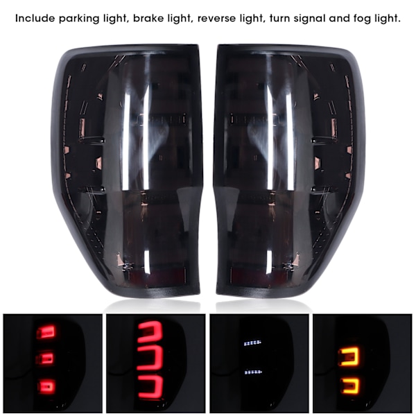 2 stk Full LED Dynamiske Baklykter Kjøretøymodifisering Passer for Ford Ranger T6 Wildtrak XLT 2012‑2017