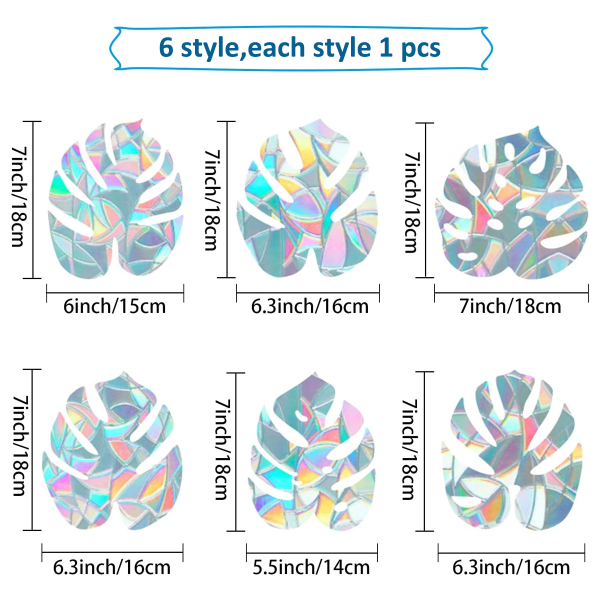 Rainbow prism electrostatic stickers Leaf glass stickers