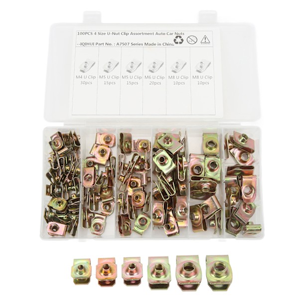 U-mutterisetti 100 kpl Ruostumaton Teräs Värillinen Sinkitty Insert Mutteri Kiinnike Mutterisetti Autolle