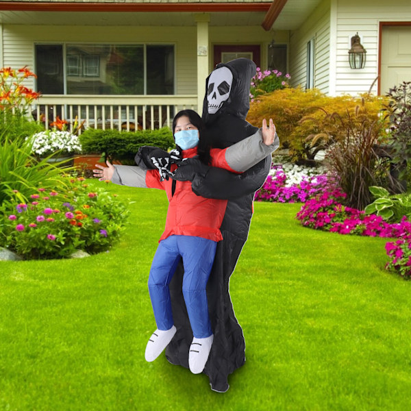 Sort Spøgelses Opblæsbar Kostume Voksen Halloween Fest Sjov Vandafvisende Cosplay Kostume Rekvisitter