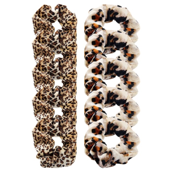 10 stk Leopard print Scrunchies Hårbånd for kvinner Hestehale