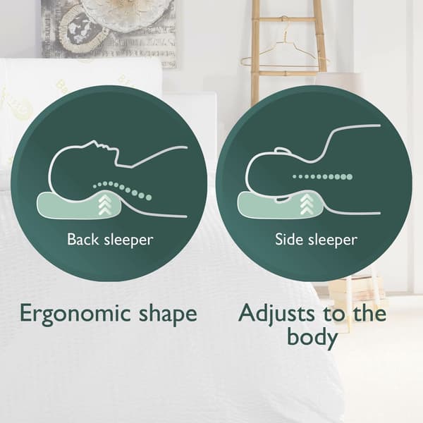 Afslappende cervikal pude til smertelindring, ergonomisk design sikrer korrekt spinal justering, langsom rebound memory foam til dyb søvn og